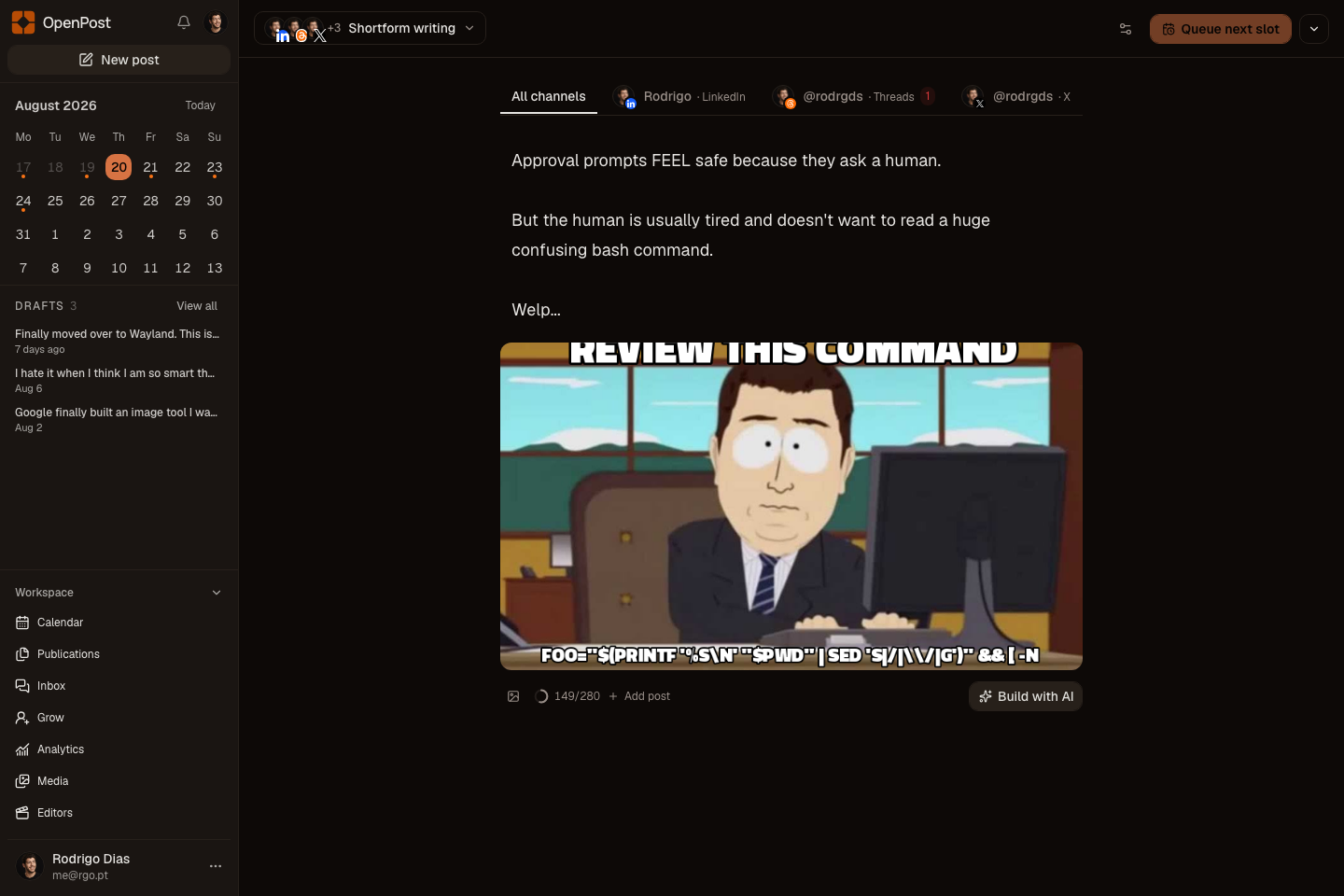 OpenPost publishing workspace